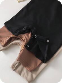 SHEIN Conjunto de 3 piezas de ropa de verano para bebé niña, incluye un lindo y sencillo mameluco de unicolor con tirantes elásticos - Multicolor - Ver 7