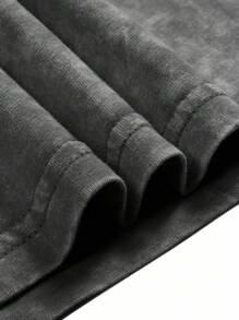 ROMWE MEN Grunge Punk 男士夏季标语和五角星印花短袖运动衫，2000 年代风格 - 灰色 - 查看 5