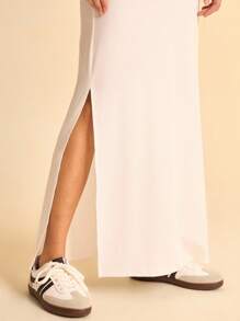 CAJUNI Semi-Sheer Stand Collar Maxi Dress In White With Colorful Tropical Design And Soft Fabric- Toucan Dress - White - View 6