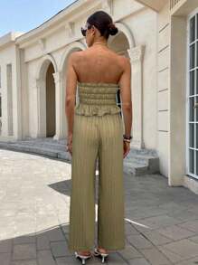 Siren Gaze Conjunto de top tubo y pantalones a rayas para mujer, de verano