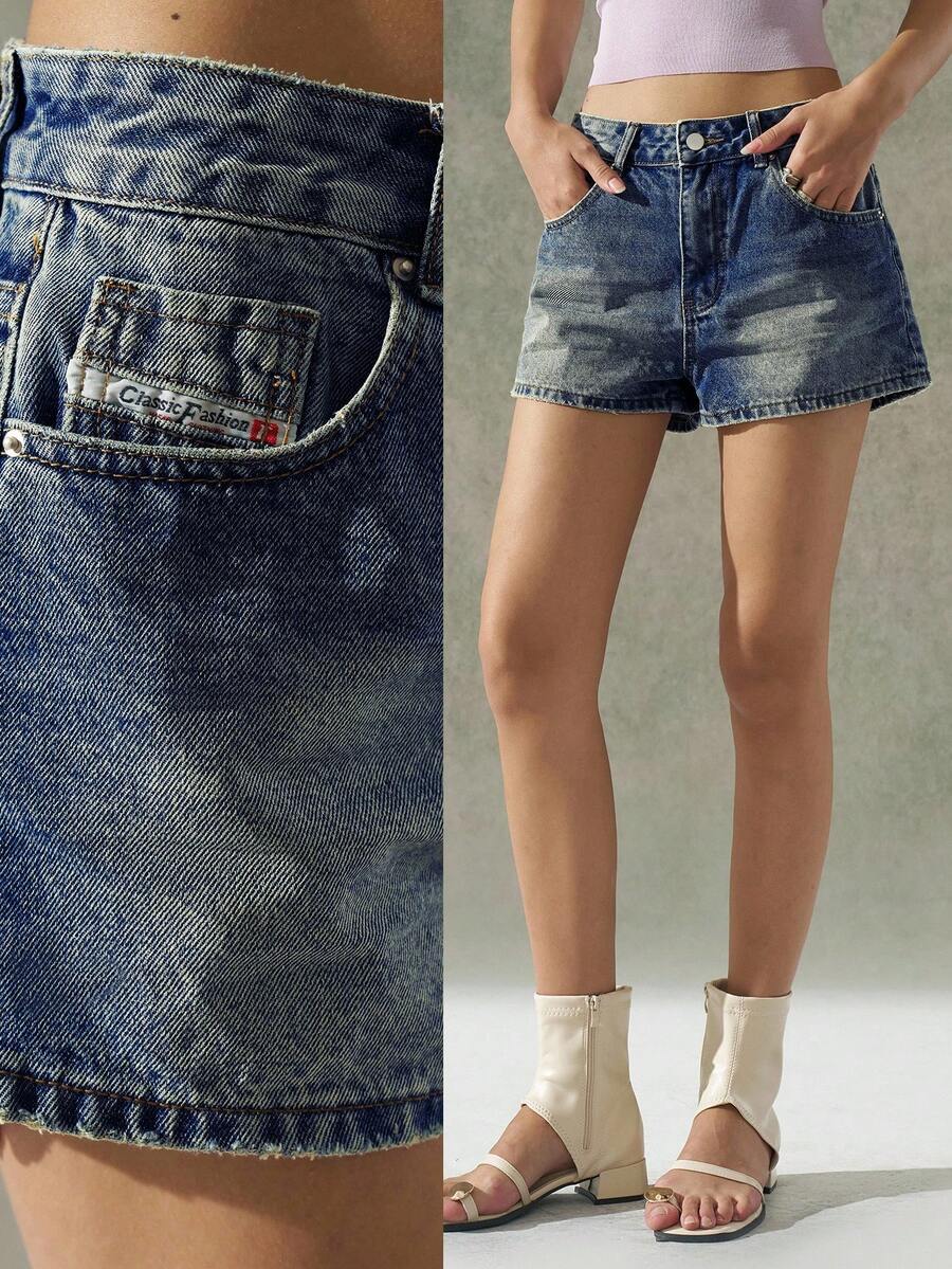 LYSMO Women's Loose Fit Wide Leg Casual Denim Shorts With Pockets, Versatile - Blue - View 1