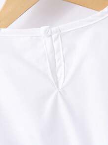 女童单色拼布长袖衬衫和喇叭裤两件套 - 黑色 - 查看 4