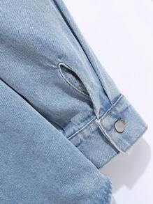 Manfinity Homme 秋季大码男士长袖单排扣口袋休闲牛仔夹克