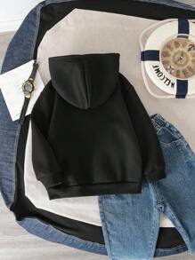 Rubble X SHEIN Young Boy Casual Cartoon Pattern Hooded Sweatshirt, Suitable For Autumn/Winter Fall - Black - View 2