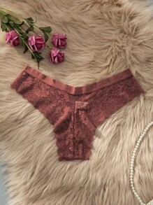 Quần lót tam giác ren đỏ rượu gợi cảm cho nữ với thiết kế khoét sâu hình chữ thập ở lưng - Bụi hồng - Xem 7