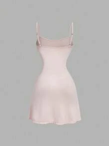 SHEIN MOD Vestido elegante negro de 2 en 1 con espalda descubierta y lazo, vestido de verano para resort, vestido de festival, vestido de fiesta para mujer, vestido vintage de mujer, vestido de cumpleaños, vestido para concierto country, vestido de verano para mujer, vestido de resort - Rosa Pálido - Ver 8
