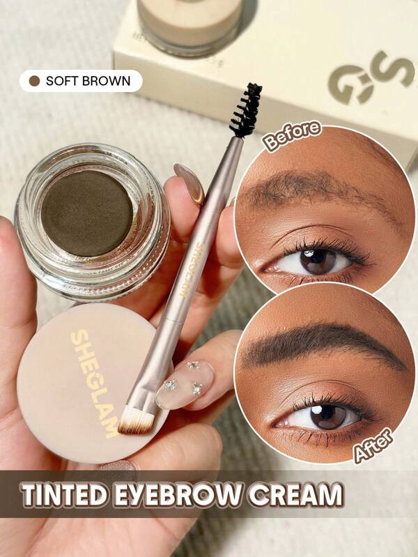 SHEGLAM Boss Brow Pomadă Rezistentă La Apă-Soft Brown Cremă Pentru SprâNcene Rezistentă La Apă Foarte Pigmentată De Lungă Durată Machiaj De Umplere A SprâNcenelor Cu Pensulă Cu Două Capete CrăCiun Iarnă SprâNcene Absolvire Zi De NașTere Vacanță Vară Toamnă Y2K Elegant Modă Femei Machiaj Cosmetice Petrecere Plajă CăLăTorie Camping ÎN Aer Liber ȘCoală Campus Excursie Festivaluri Decor Cadou Cadou Trandafir Fată Cosplay Cel Mai Bun Culoare Farmec Atmosferă
