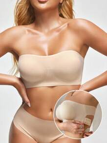 Women's Wireless & Strapless Bra, Removable Pads For Everyday Wear - Apricot - View 3