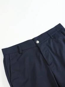 Manfinity Homme 男士休闲纯色紧身裤男士修身裤修身慢跑裤男士深蓝色裤子男士海军蓝裤子男士海军蓝长裤，秋季 - 藏蓝色 - 查看 7