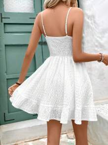 Serisse Vestido de tirantes sin mangas con dobladillo de volantes y unicolor para mujer, de verano