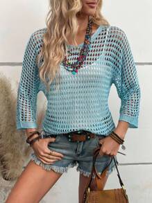 EMERY ROSE Suéter holgado de cuello en V con estampado floral de moda y estilo, suéter de punto de estilo blogger para otoño e invierno