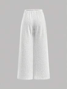 SHEIN Teen Girl White, Casual,Knit Loose Fit Trousers For Spring, Summer, Autumn And Winter,Home Wear Wide Leg Sweatpants Comfy Pants Grey Sweatpants Fall