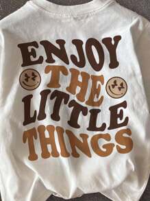 SHEIN Bolty Tween Boys' Casual Minimal Letter Print Short Sleeve Round Neck T-Shirt, Suitable For Summer - White - View 4