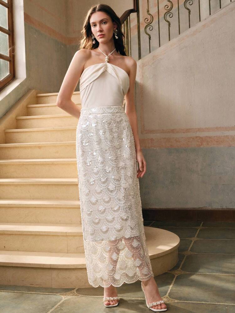 Falda elegante con lentejuelas brillantes, nuevo lanzamiento para mujer