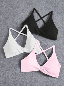 Yoga Basic Sujetador deportivo de yoga sin costuras, con diseño de twist en la parte delantera, versátil para deportes y uso diario