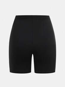 SHEIN Girlism 3 件套青少年女孩格子长袖衬衫、黑色短款背心和骑行短裤休闲校园风服装 - 黑與白 - 查看 7