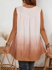 EMERY ROSE 大码女式渐变色拼接蕾丝无袖衬衫，夏季假期，休闲女装，简约时尚，适合日常穿着，营造度假氛围，春假休闲装，波西米亚风 - 彩色 - 查看 2