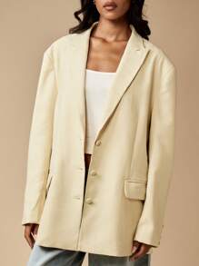 MISSGUIDED Professional Oversized Blazer Double Breasted Suit Jacket With Lapel Collar Classic Office Business Casual Spring Fall Winter Minimalist Modern Statement Outerwear - Yellow - View 5