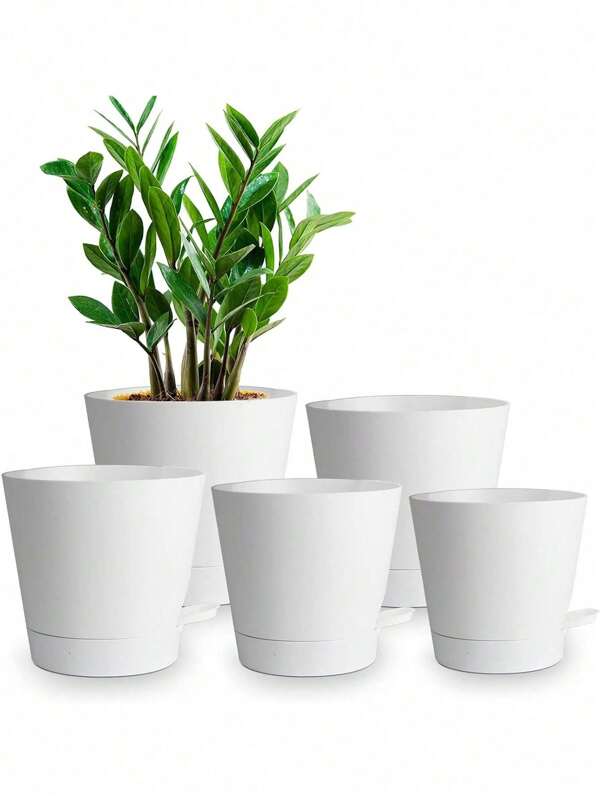 1/5 Pcs Multifunctional Self-Watering Plastic Planter Pot For Desktop Garden, Slouchy Automatic Water Absorption Flower Pot