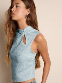 Nöista Women's Summer Elegant Solid Color Textured Hollow-Out Camisole