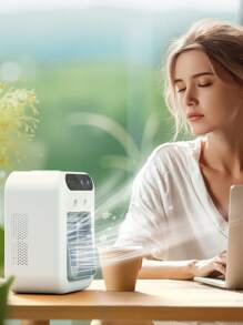 Teckwe 便携式迷你空调，个人便携式空调，带 2 种速度和 2 种雾化模式，可充电空气冷却器，带 1800mAh 电池，适用于房间、汽车、办公室和户外的静音空调，白色 - 白色 - 查看 2