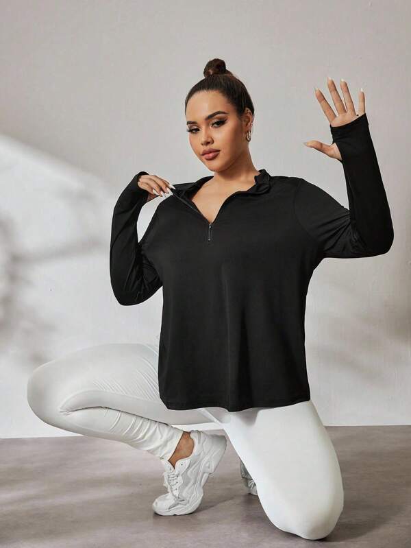 Rhythm Era Plus Size Color Block Stripe Thumb Hole Long Sleeve Sports Hoodie