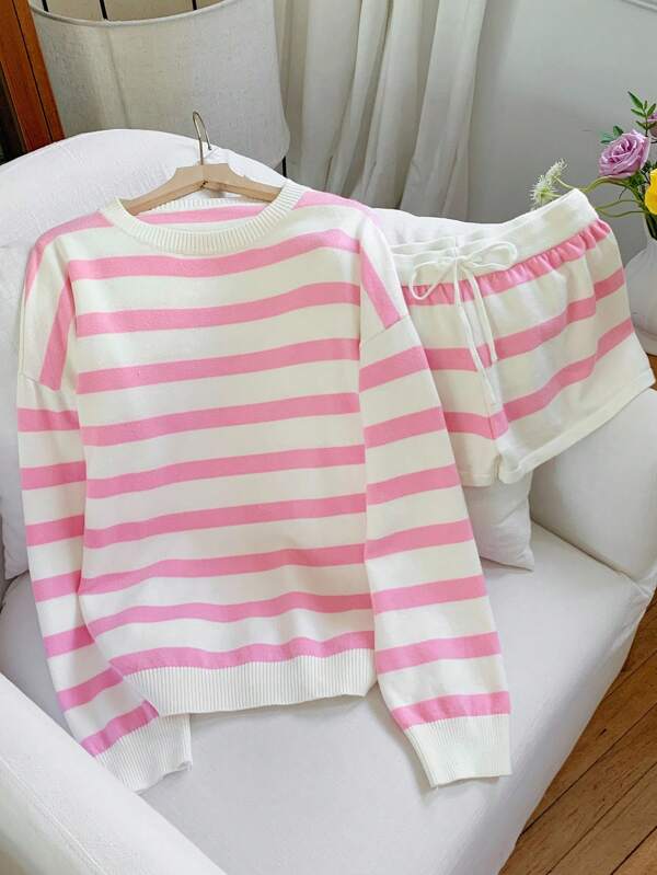 Comfortcana 2pcs Women Striped Sweater Set For Autumn Fall Clothes For Women,Women's Fall Clothes