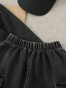 Playful Pals 2 szt. Zestaw dla chłopców z okrągłym dekoltem i długim rękawem, bluza z kapturem i elastycznym pasem, swobodny sportowy garnitur, mieszanka bawełny, vintage, zniszczony angielski nadruk liter, modne i wygodne ubranie, jesienne nowości