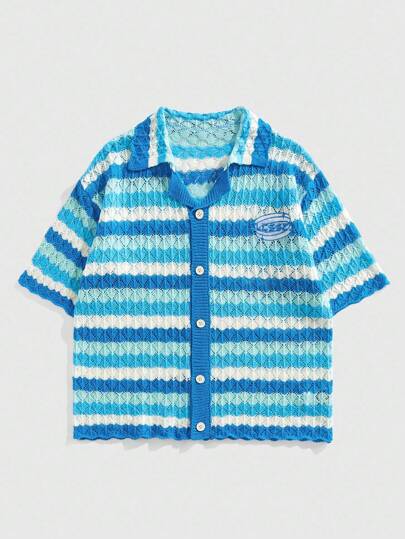 Prep Men's Loose Fit Colorblock Stripe Short Sleeve Knit Top