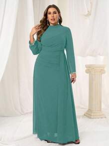 Coutiva Rochie de seară luxoasă, mărime plus, rochie de bal cu paiete și manșete cu perle, rochie elegantă de înaltă calitate pentru doamne nobile