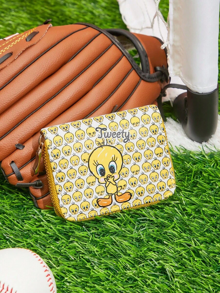 LOONEY TUNES X SHEIN 卡通字母图案黄色短款钱包