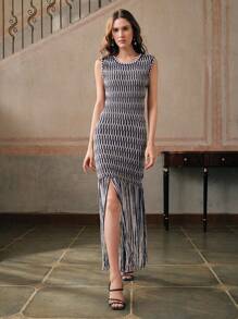 Anewsta 黑白手工编织吊带流苏夏装，带设计细节