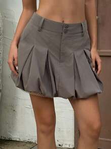 DAZY Jupe évasée courte à empiècements en dentelle, effet similaire - Gris - Voir 1