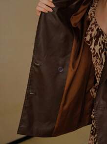 MOTF PREMIUM PU 皮革花卉刺绣西装外套 - 棕色 - 查看 8