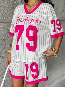 Coolane Kids 少女 Slaydiva 两件套：女孩休闲运动衫“洛杉矶”79号图案印花 T 恤和短裤，2025 年春夏 - 白色 - 查看 3