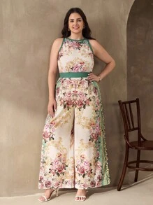 Chikora Bộ đồ liền thân in họa tiết không tay cỡ lớn cho nữ - Nhiều màu - Xem 5