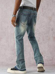 Manfinity EMRG Quần Jeans Ống Loe Vintage Denim Cũ Cho Nam - Rửa nhẹ - Xem 2