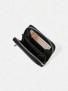 LOONEY TUNES X SHEIN Portofel scurt negru la modă cu model de litere și desene animate