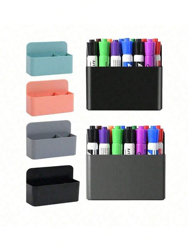 1pc Magnetic Dry Erase Whiteboard Marker Storage Rack, Writing Board Chalk Storage Box, Locker Storage Device, Suitable For Whiteboard, Refrigerator, Remote Control Rack, Office, Home, Kitchen, School, Magnetic Cup, Blackboard Storage Pen Holder, Adjustable Compartment Magnetic Pen Box, Multiple Types, Multi-Color Options