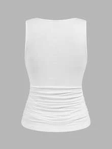 SHEIN LUNE 3件套女士修身纯色方领背心，休闲百搭，适合夏季穿着 - 彩色 - 查看 4