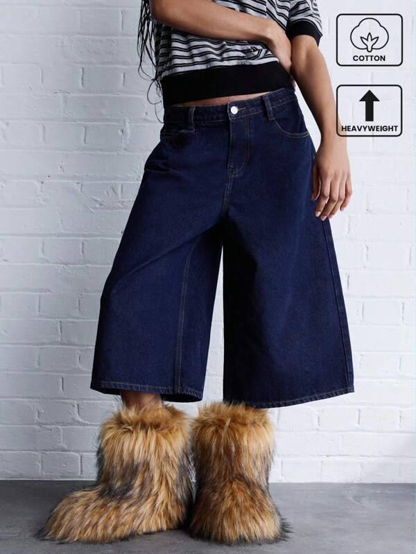 COUREZ Pantaloni scurți din denim COUREZ supradimensionați, croială din bumbac