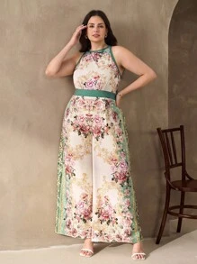 Chikora Bộ đồ liền thân in họa tiết không tay cỡ lớn cho nữ - Nhiều màu - Xem 4