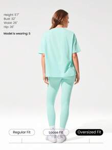GLOWMODE Pima Cotton Unisex Short Sleeve Round Neck Oversized Tee Daily Casual - Mint Blue - View 2
