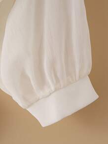 INAWLY 全新休闲蝴蝶和服短款雪纺披肩，女士纯色衬衫 - 杏色 - 查看 5