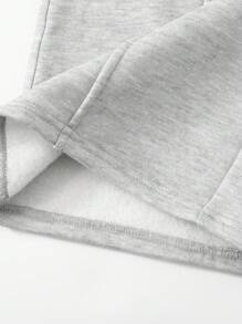 SHEIN Girlism 青少年女孩休闲学院街头风格字母和数字图形印花圆领套头连帽衫和高腰阔腿直筒针织裤套装，灰色返校装 - 淺灰色 - 查看 4