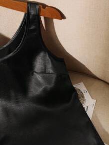 SHEIN Clasi 女士缎面亮面吊带背心 - 黑色 - 查看 4