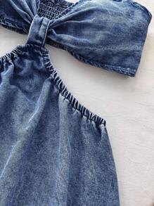 Soleia Vestido de mezclilla sin mangas para mujer, mini vestido ajustado informal, azul