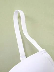 SHEIN Bộ 2 áo ngực ren thêu lãng mạn có gọng, nâng và nâng cao, hỗ trợ cho ngực nhỏ - Đen và trắng - Xem 4