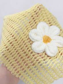 Sunnyshic Hollow Out Openwork Knitted Dress, Holiday Casual Style - Yellow - View 8