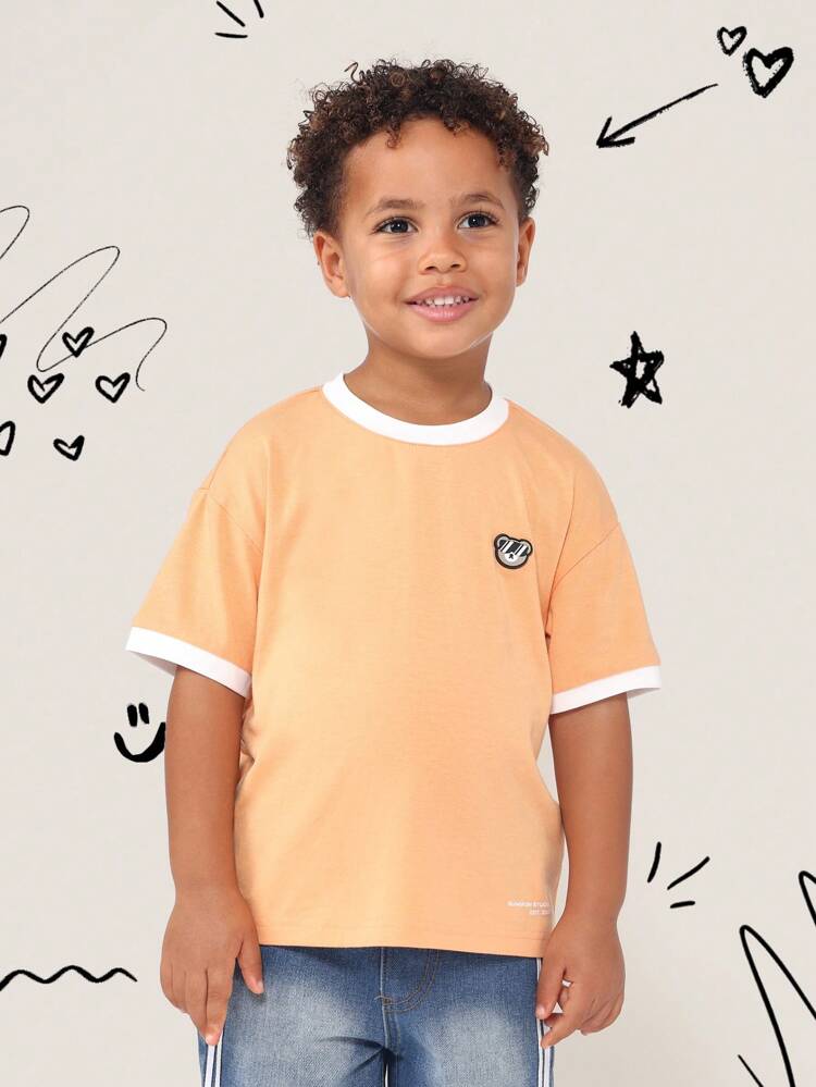 Oversized Ringer Tshirt With Contrast Trim And Logo